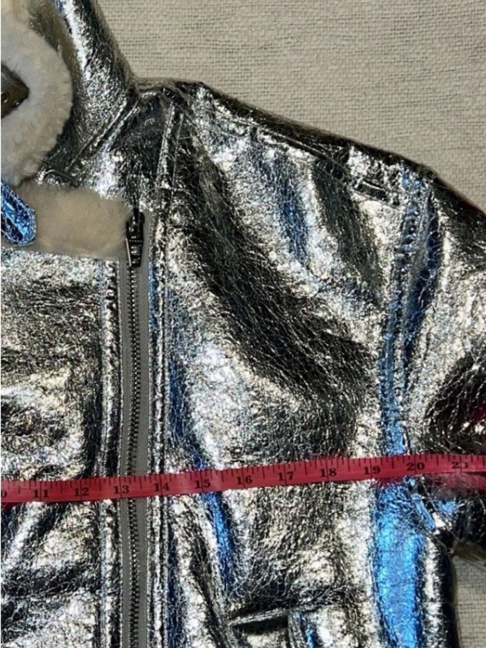 NWT BLANKNYC Shinning Star Metallic Moto Jacket Faux Leather/Sherpa Small - Picture 10 of 16